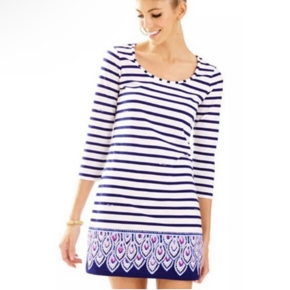 Lilly Pulitzer Beacon Dress in Serene Stripe Engineered Preppy Coastal‎ M A14